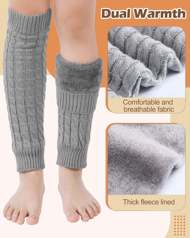 Chuarry 6 Pairs Winter Fleece Lined Leg Warmers for Women Thick Knit Warm Knee High Boot Leg Warmers for Cold Weather - Image 3